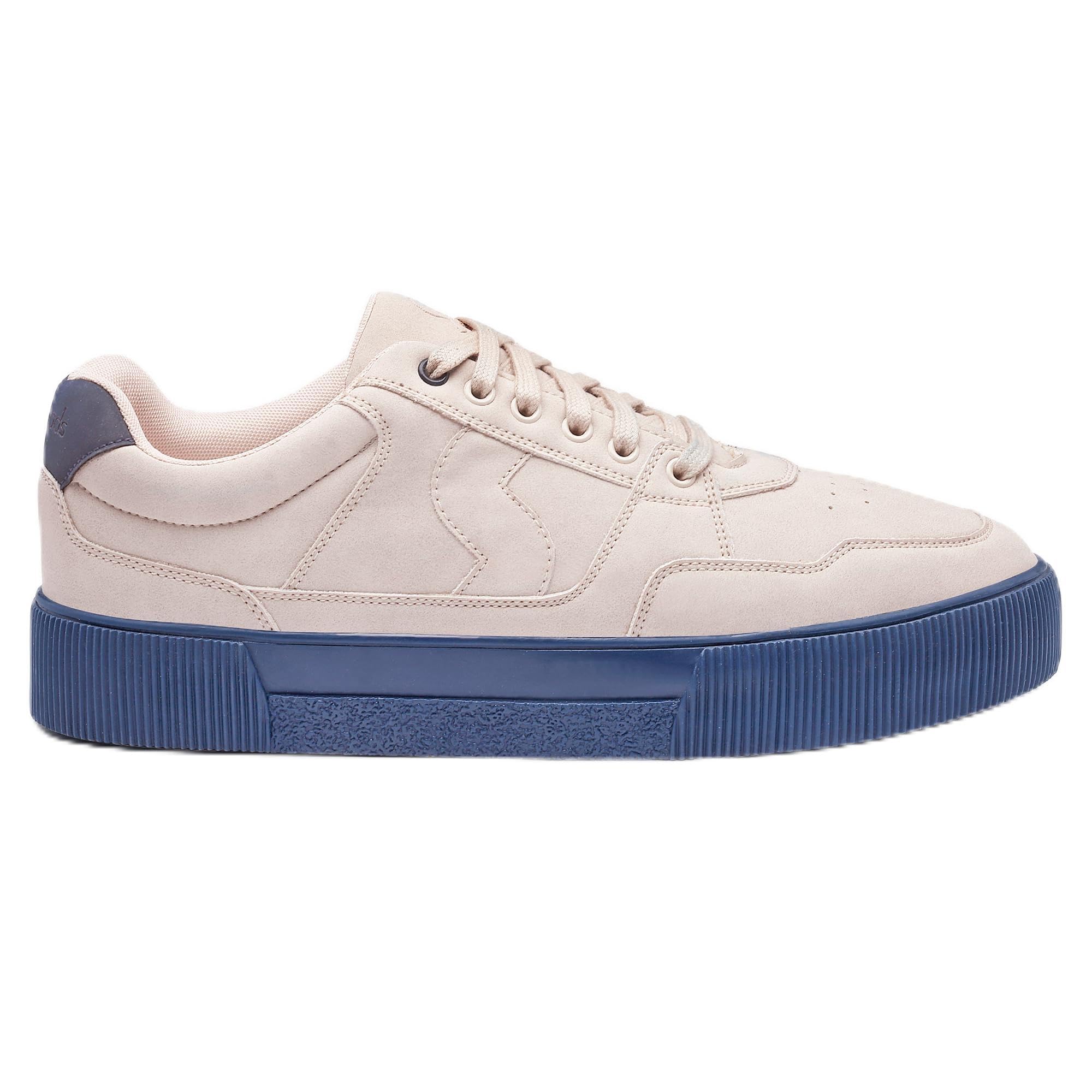 SOLETHREADS SNAZZ|Comfortable Lightweight Stylish Lifestyle Casual Premium Sneakers for Men|UK10|Beige/Navy (B0BZHSKYCW) Amazon Price History, Amazon Price Tracker