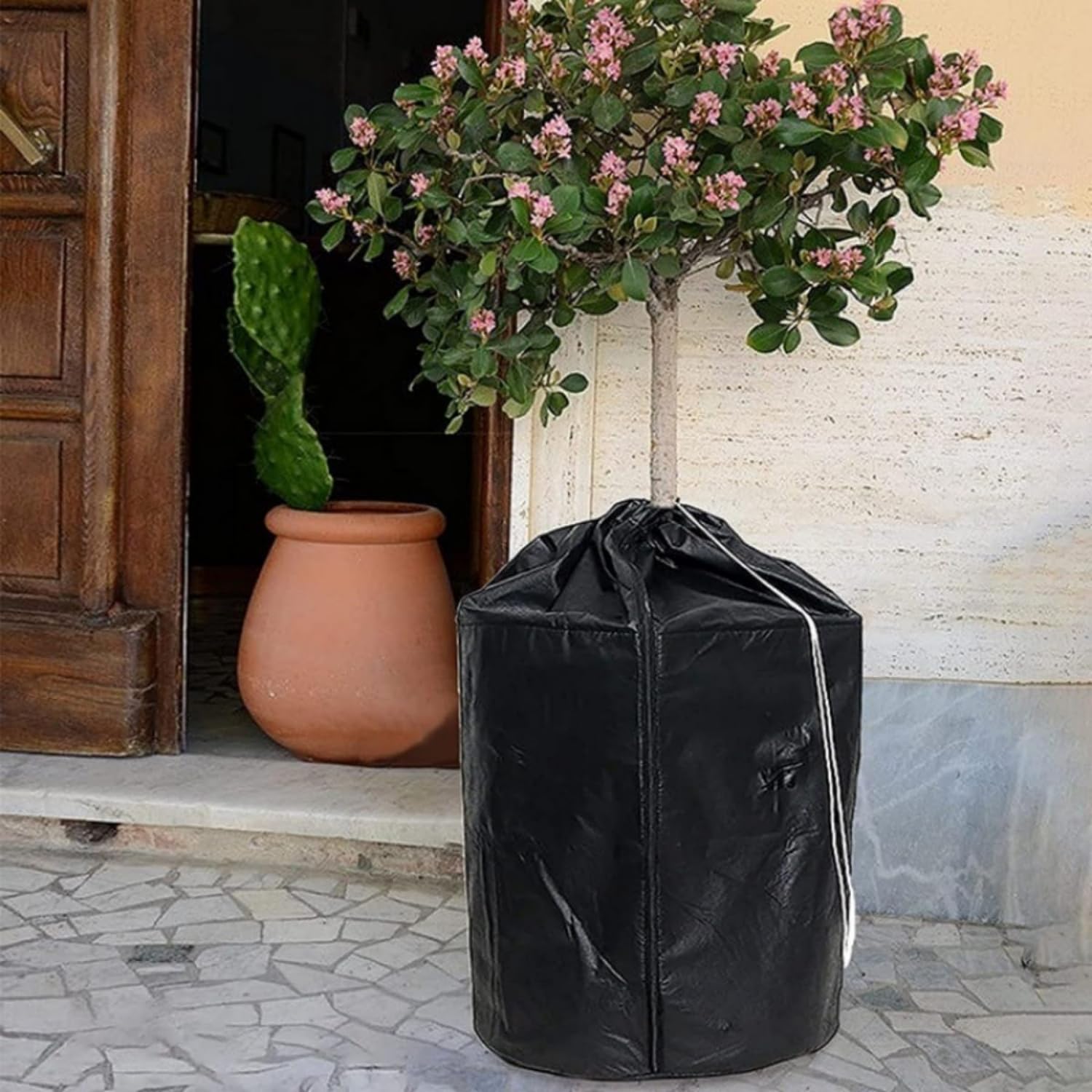 Paquete de 2 fundas protectoras para plantas de invierno, transpirables, resistentes al desgaste, con cordón y cremallera para plantas en macetas, árboles frutales