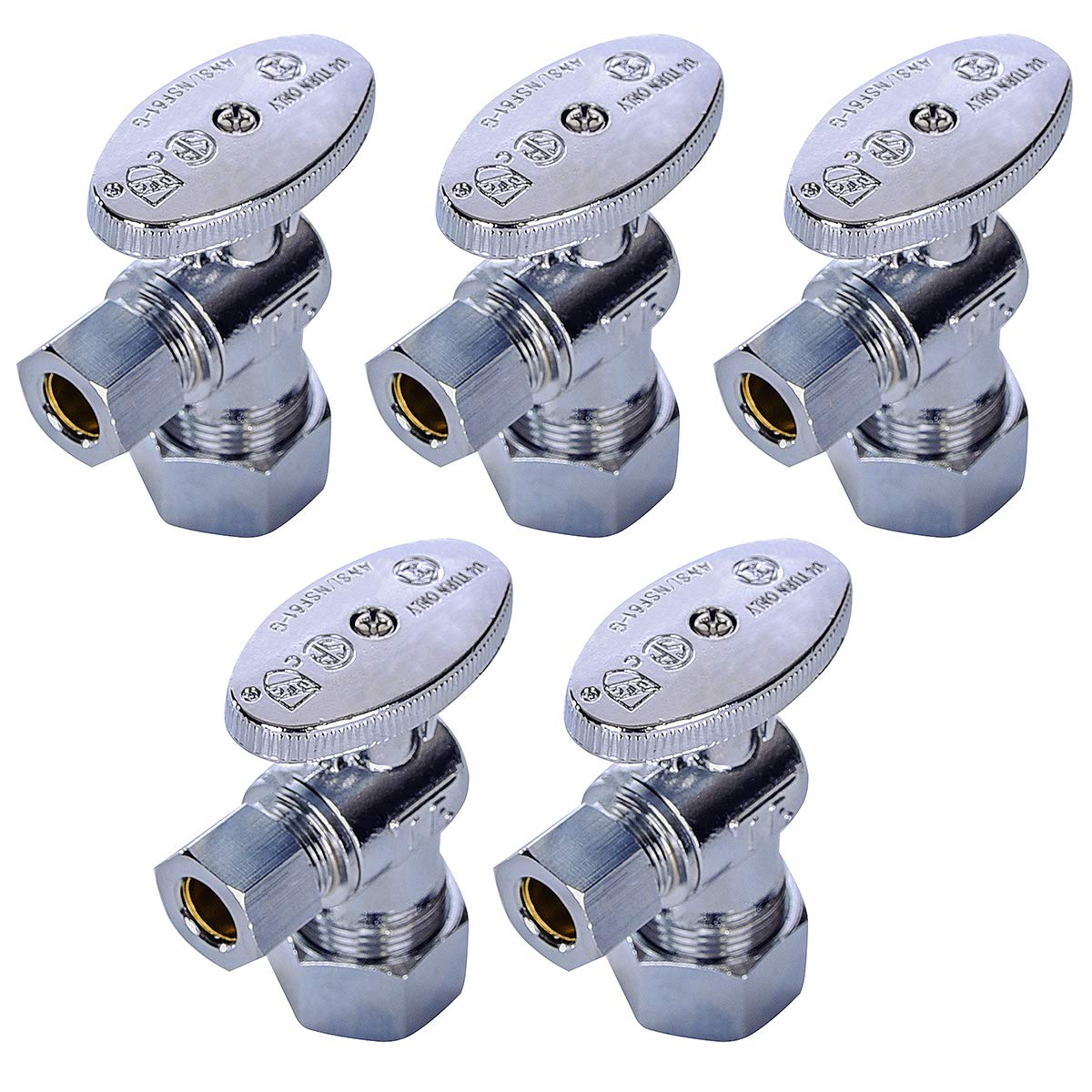 Vannes d'arrêt anti fuite Midline Valve 81514QS-OM-5 laiton chromé x5