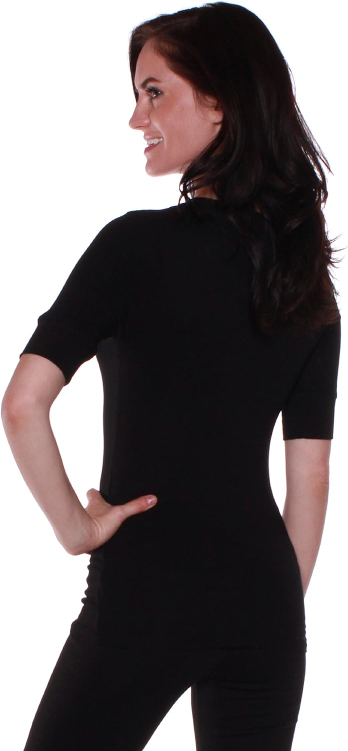 Emmalise Women's Slim Athletic Fit Vneck Tshirt Half Sleeves Top - Image 4