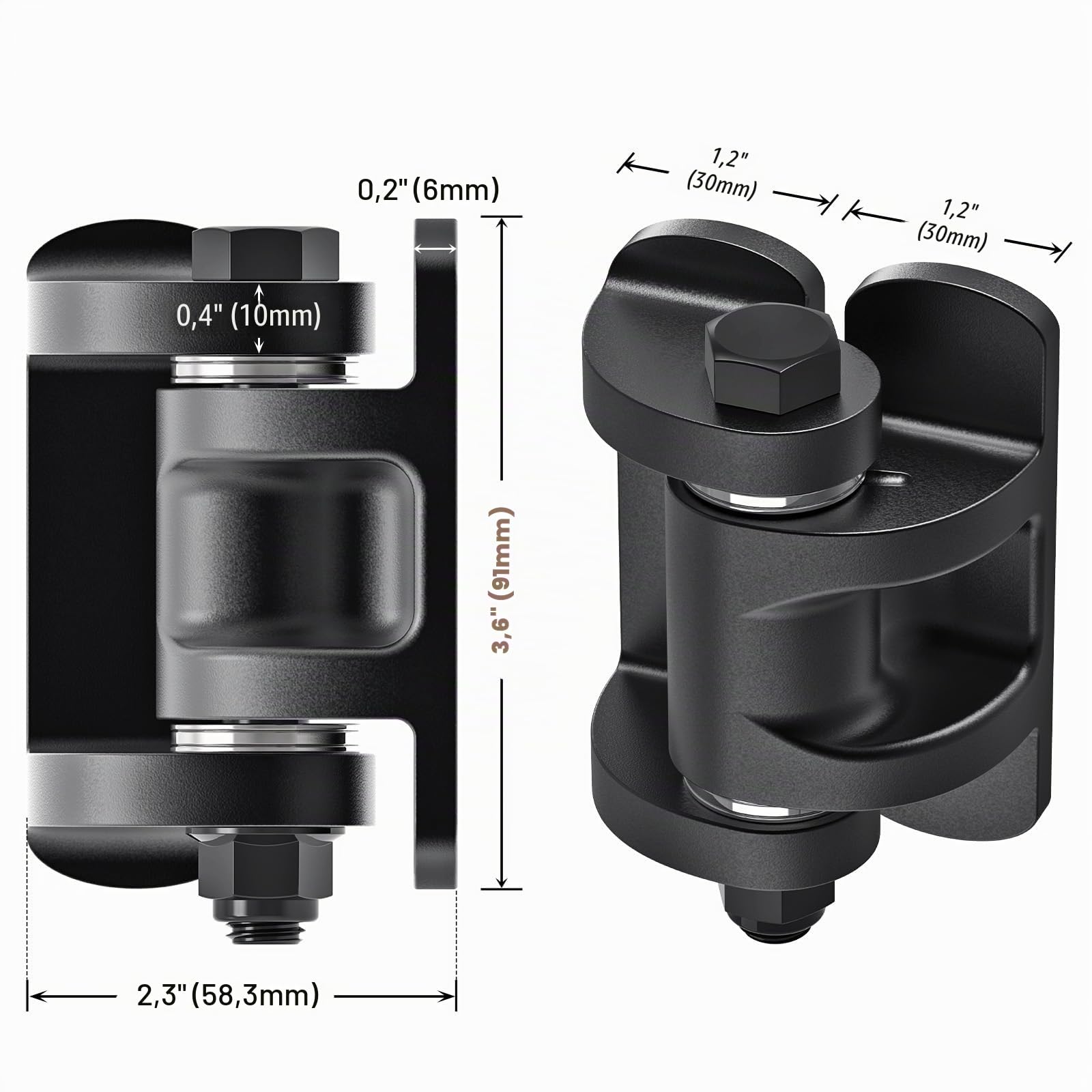 Insaga Bisagras de puerta resistentes de acero al carbono de 6 mm para instalación de soldadura, placa base soldada de doble cara, rodamientos espaciadores integrados, tornillos antisueltos para