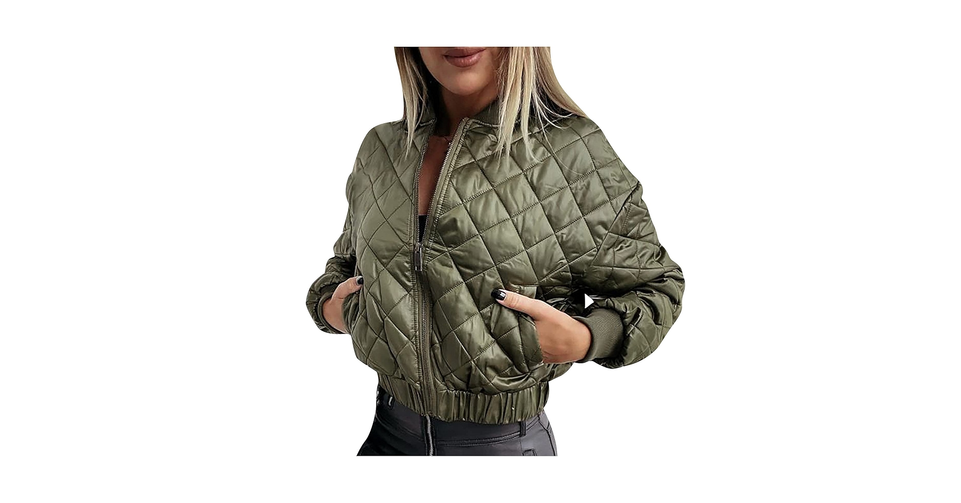 tuduoms Womens Quilted Short Bomber Jacket Solid Classic