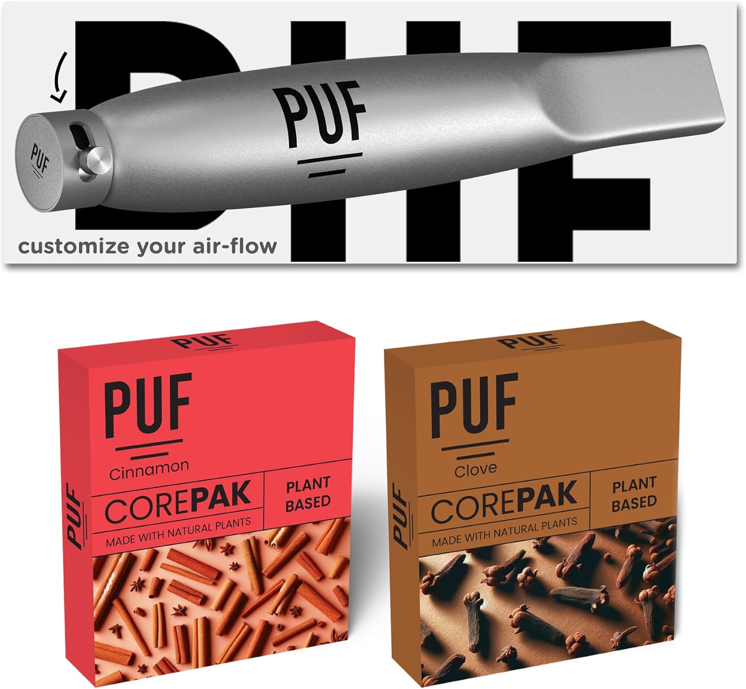 PUF Multi-Flavor Air Cores – Adjustable Airflow Hot Pink for a Customizable Breathing Experience – Grapefruit Orange Mix Pack with Multiple CorePaks (8 Cores Total, 4 of Each Flavor)