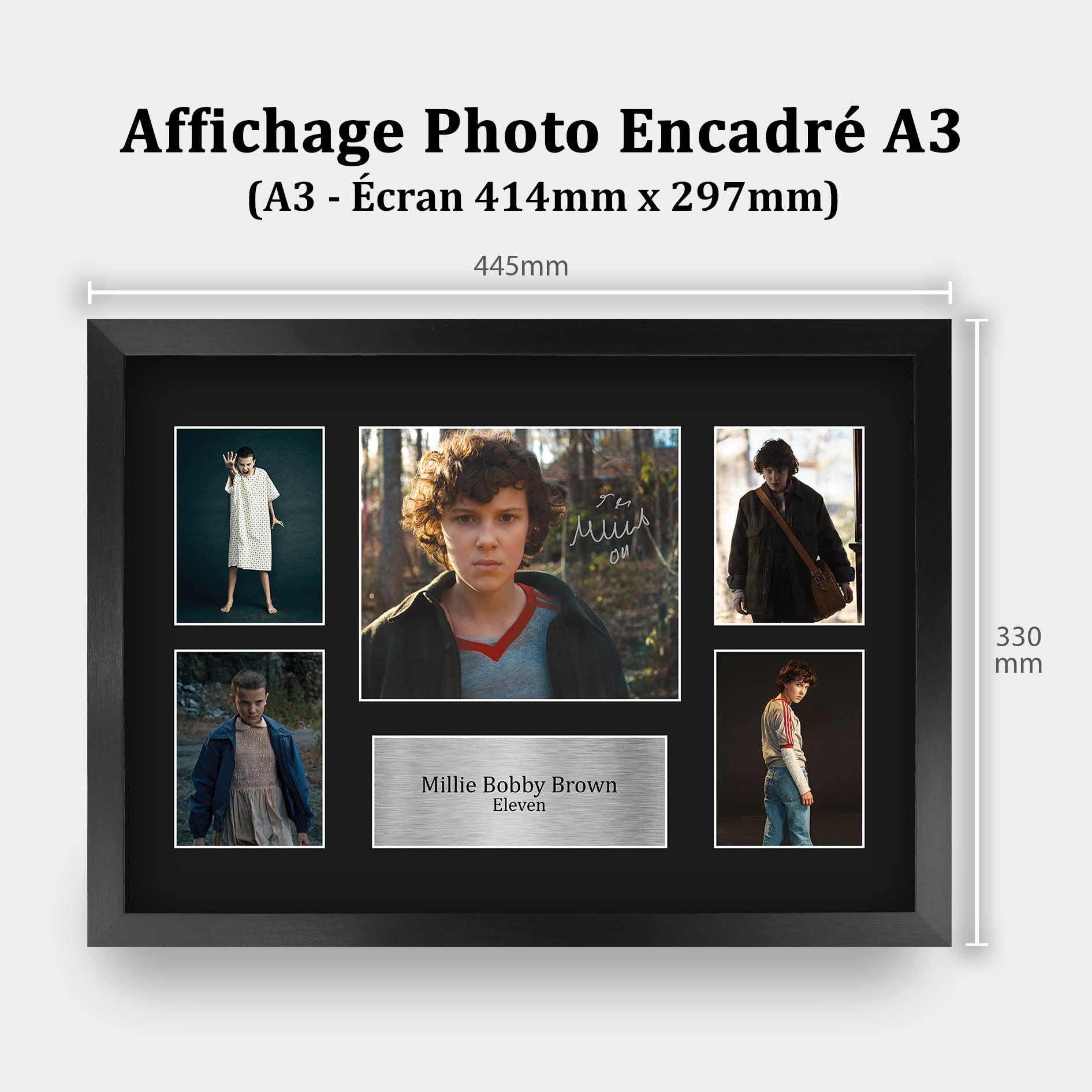 HWC Trading Millie Bobby Brown Strange Hawkins Thing Eleven Cadeaux Imprimé Signé Autographe Présentation Photo Montage Affichage pour les fans d’émissions de télévision - A3 Encadré