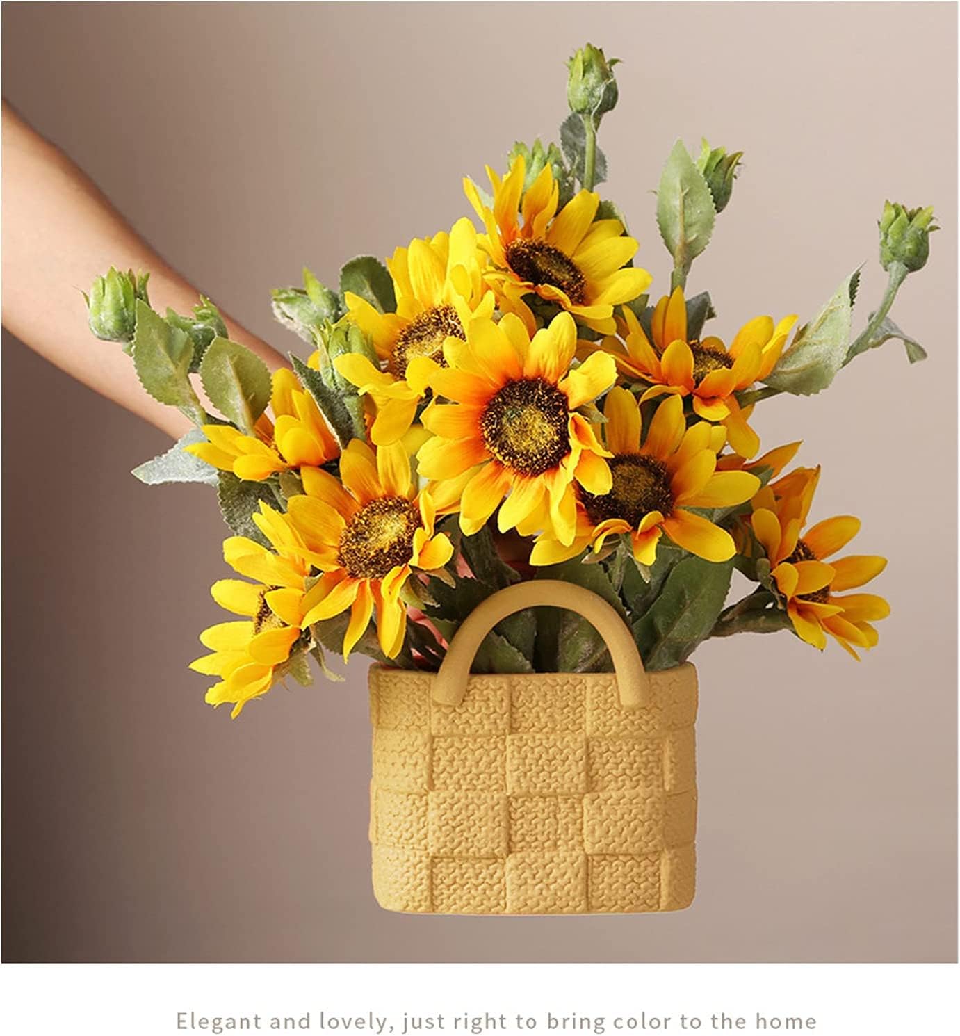 Ceramic Vase, Small Modern Flower Vase for Home Decor, Handbag Collection Creative Ceramic Floral Vases for Centerpieces, Flower Arrangement Decoration Shooting Props (Apricot Yellow)