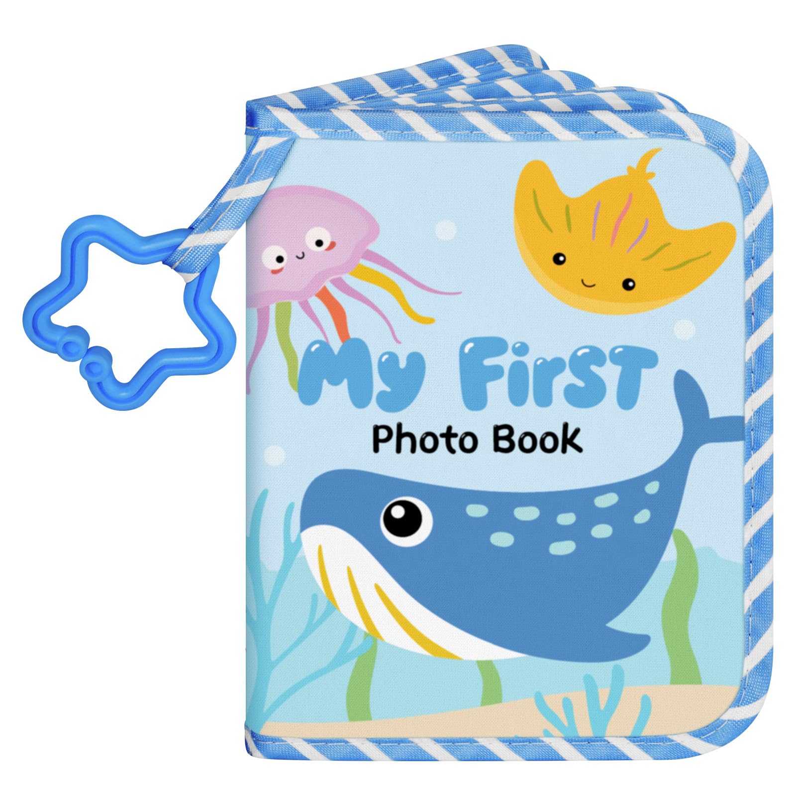 Lanpn My First Baby Photo Album Holds 17 6x4 Photos, Soft Cloth Family Book with Name Card Name Tag Stickers
