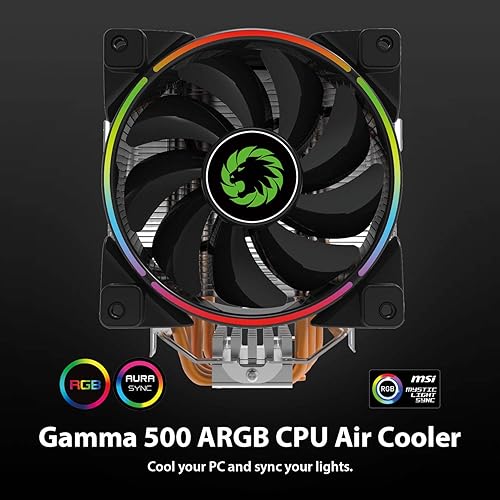 Miniatura 2 de Enfriador de CPU Game Max Gamma 500 ARGB, LED ARGB, 5 tubos de calor, 1 ventilador ARGB de 4.724 in, sincronización de luz mística RGB, compatible