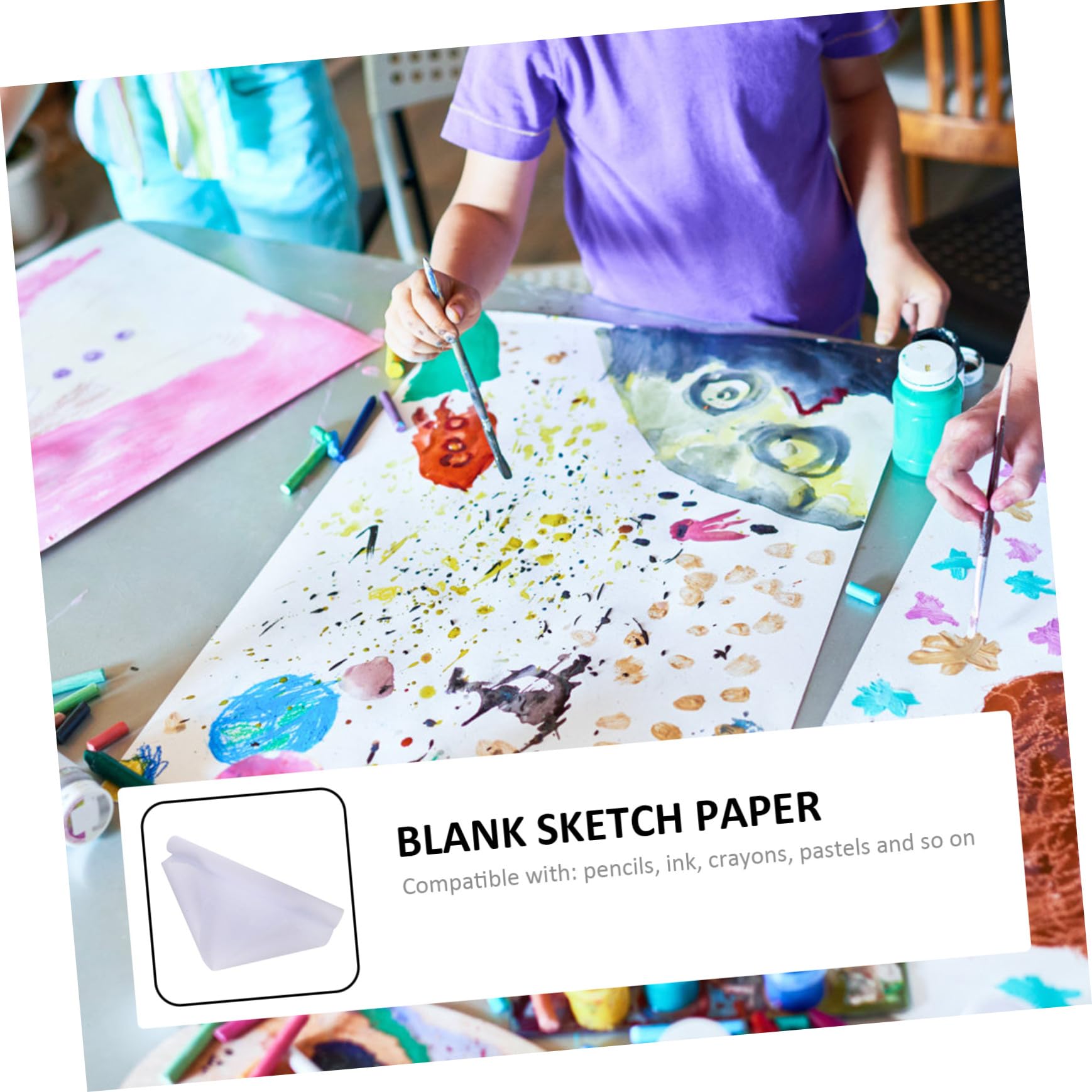 EPIGEIST 2 Rouleaux de Papier à Dessin Blanc Écologique en Papier Pratique pour Peinture Aquarelle et Activités Créatives pour Garçon et Filles