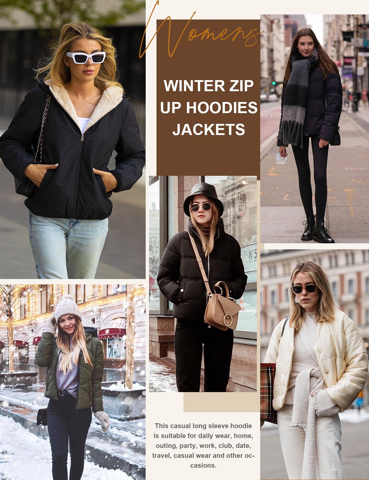 CMTOP Felpa Donna con Cappuccio Foderati Cappotto Invernale in Pile Termica Felpa con Zip Corta Hoodie Giacca Casual Outwear Felpa con 2 Tasche per Autunno Invernali