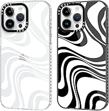 Yoedge 2 Pieces Case for iPhone 12 Pro Max 6.7 Inches, Ultra Slim Transparent Soft TPU Silicone Case with Aesthetic Drawings, Anti-Shock, Anti-Scratch Protective Case for iPhone 12 Pro Max, Swirl
