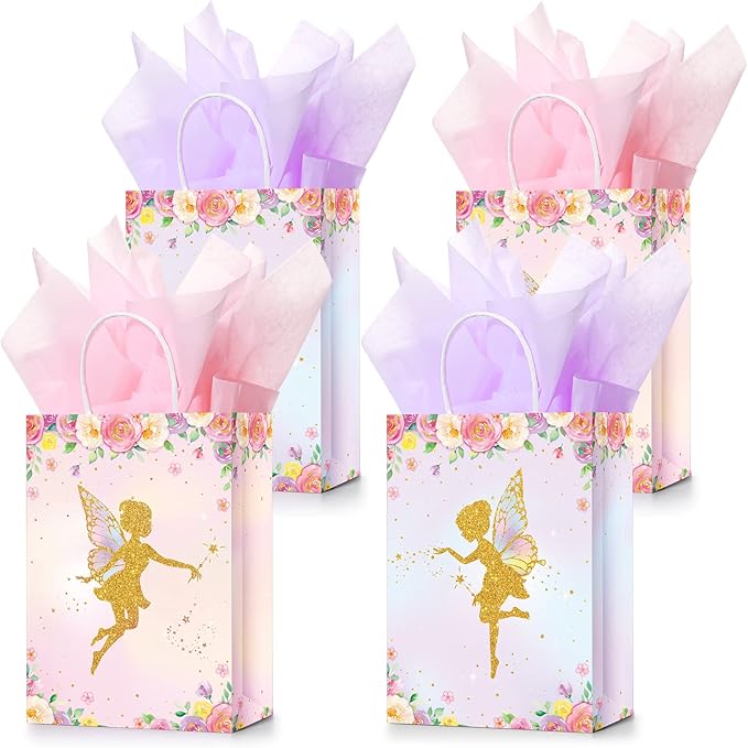 pink and purple fairytale themed giftbags for fairytale themed party