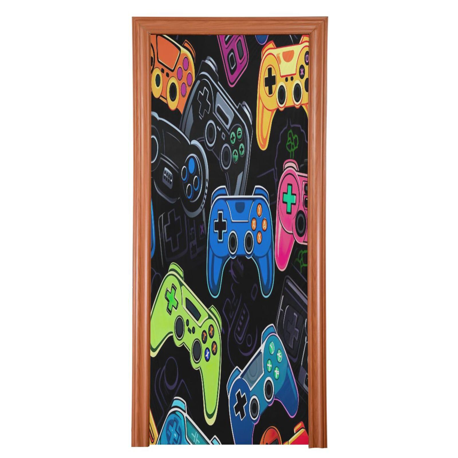 FLildon Cartoon Game Controllers Door Cover Decoration, Party Accessory Porch Decor for Festive Ornament Room Door Covers 35 x 79 Inch