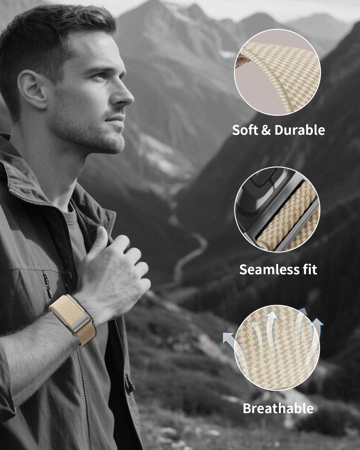 Cinturini SuperKnit Nylon Sportivi Compatibili con WHOOP 5.0/MG Cinturino per Donna e Uomo - Morbidi, Traspiranti e Comodi, Cinturini di Ricambio Regolabili - Non Compatibili con Gen 4