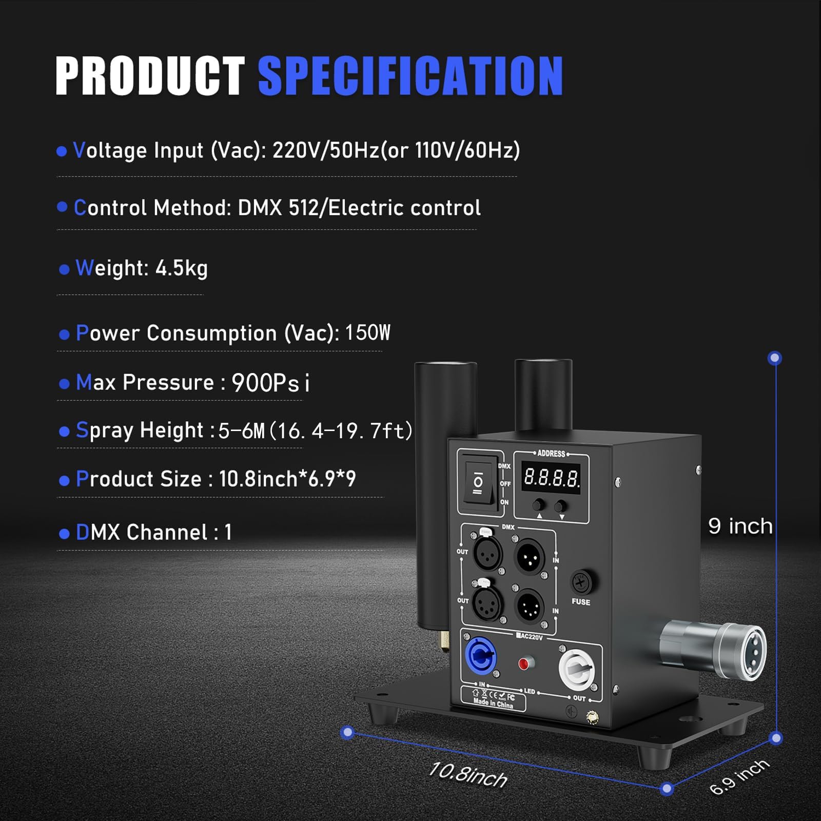 2 Kopf CO2 Nebelmaschine,CO2-Kanone Blaster,Kaltrauchsäulenmaschine für DJ-Bühnen,DMX 512-Steuerung, verstellbarer Winkel und 5–6 m Strahlhöhe für DJs, Konzerte,Partys, Geburtstage und Hochzeiten