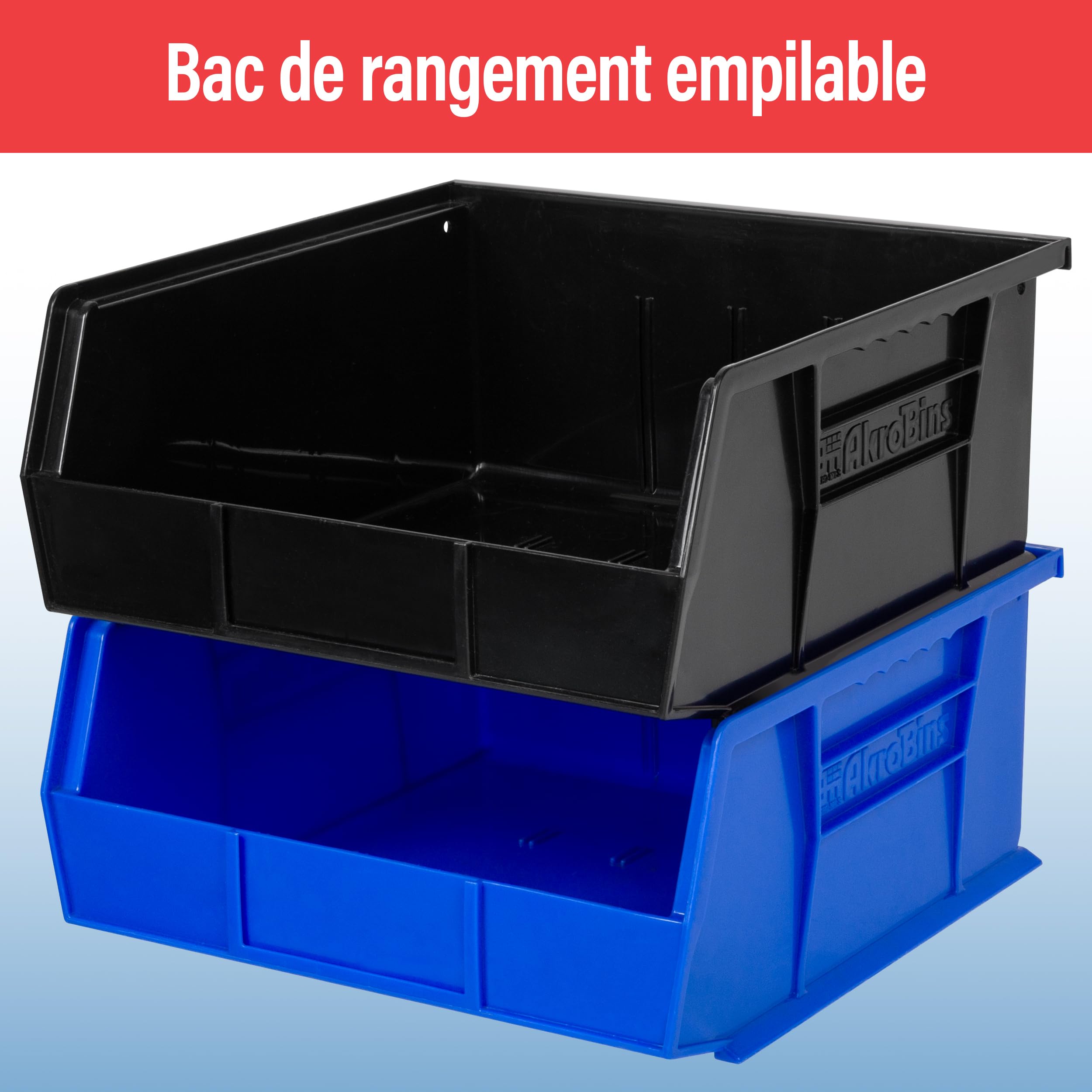 Akro-Mils 30235 AkroBins Plastic Storage Bins, Space-Saving Stackable Bins for Garage, Pantry, Craft Organization, 27,6 cm x 27,9 cm x 12,7 cm, Blue, 6-Pack