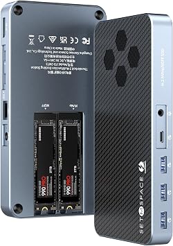 10 in 1 Docking Station with Thunderbolt 3 Port, 2X USB 3.1 Gen1, 2X USB 3.1 Gen2, PD 60W, 8K@60Hz DP, 3.5 Audio/Mic, Ethernet, 120W DC in, NVMe and SATA M.2 SSD Enclosure