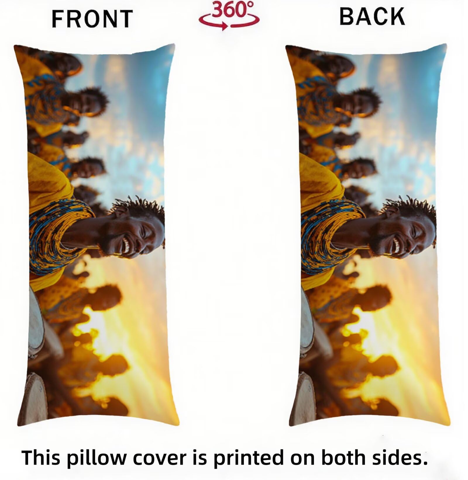 Seitenschläferkissen Bezug 60 x 180 cm Afrika Seitenschläferkissen mit Unsichtbarem Reißverschluss, Samt Atmungsaktiv und Weich Schwangerschaftskissen Body Pillow Mann, für Deko Wohnzimmer Sofa R-8608