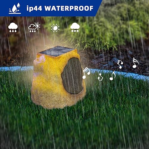 Miniatura 5 de MALUX Altavoces de roca al aire libre impermeable al aire libre Bluetooth impermeable IP44 altavoz de roca al aire libre recargable 7 colores de luz