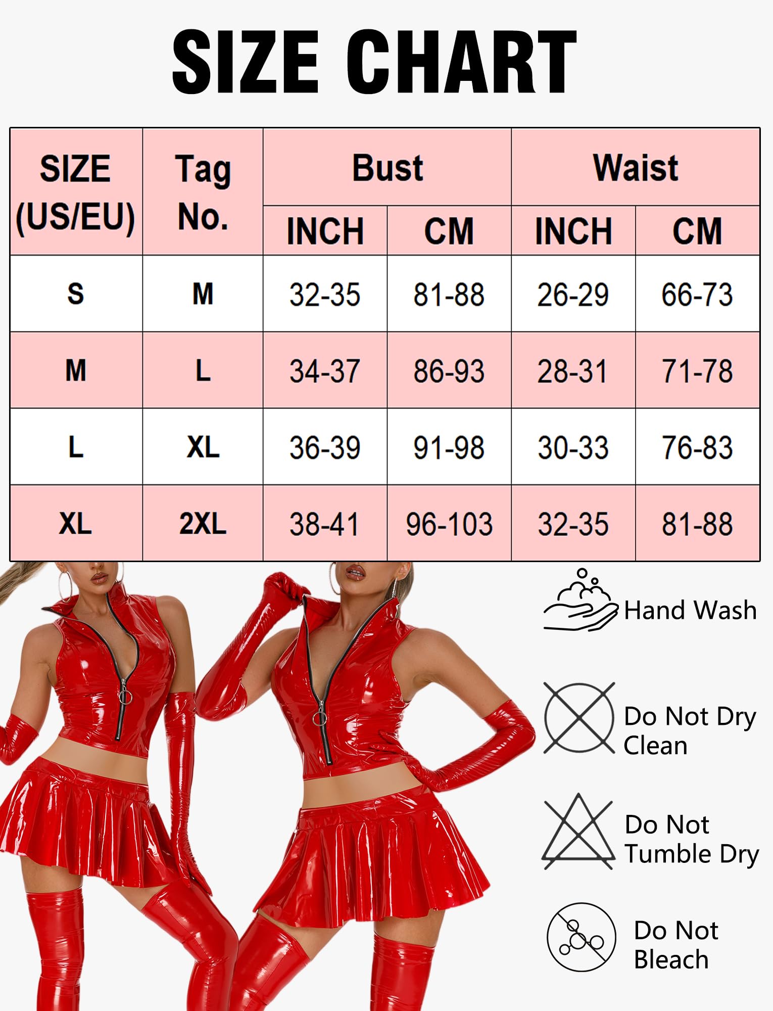 FEOYA Jupes sexy en cuir synthétique 2 pièces avec haut sans manches pour femme, ensemble de lingerie effet mouillé à col montant avec mini jupe plissée en polyuréthane verni, tenue de fête