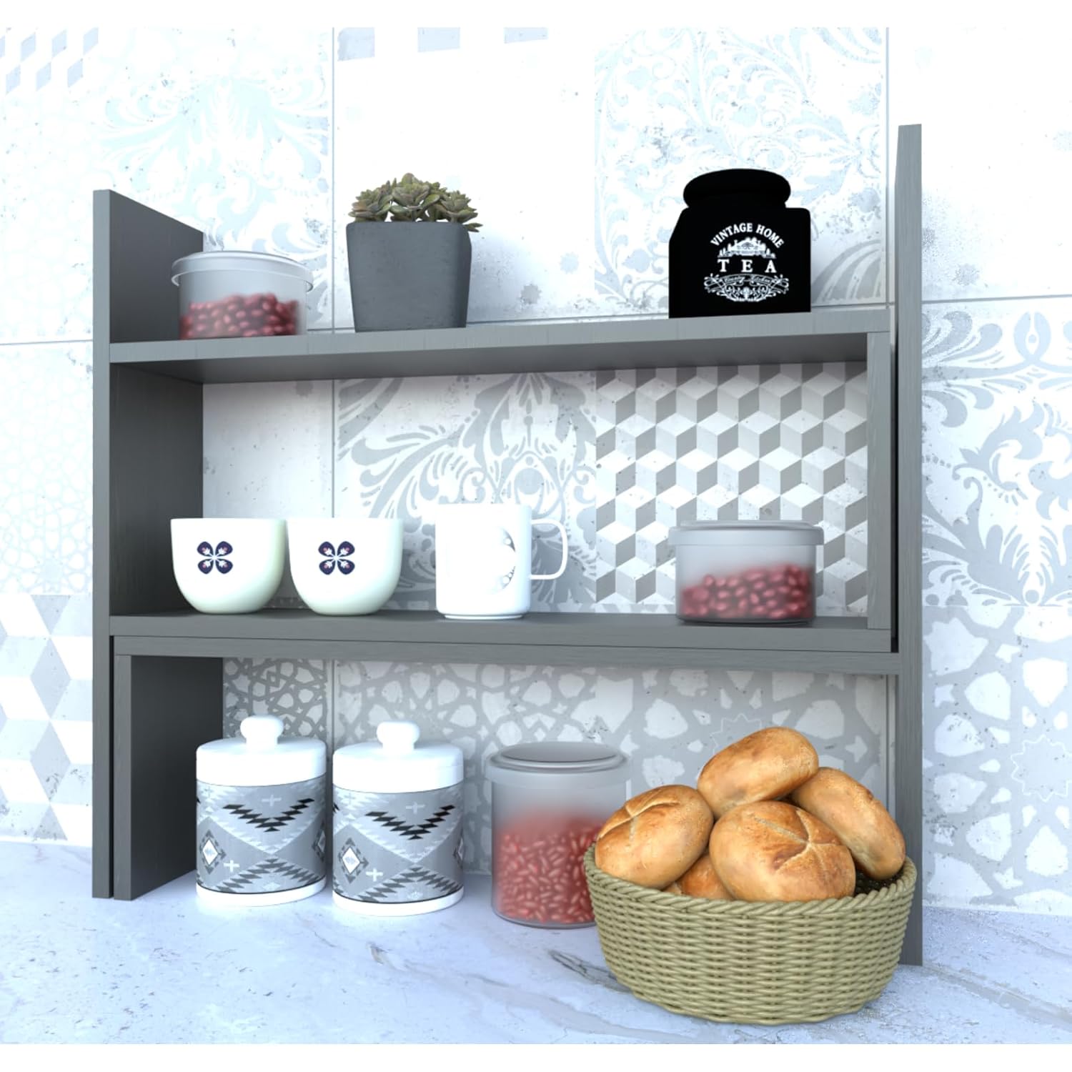 Artelex DECORGA Multipurpose Engineered Wood Kitchen Wall Shelf ...