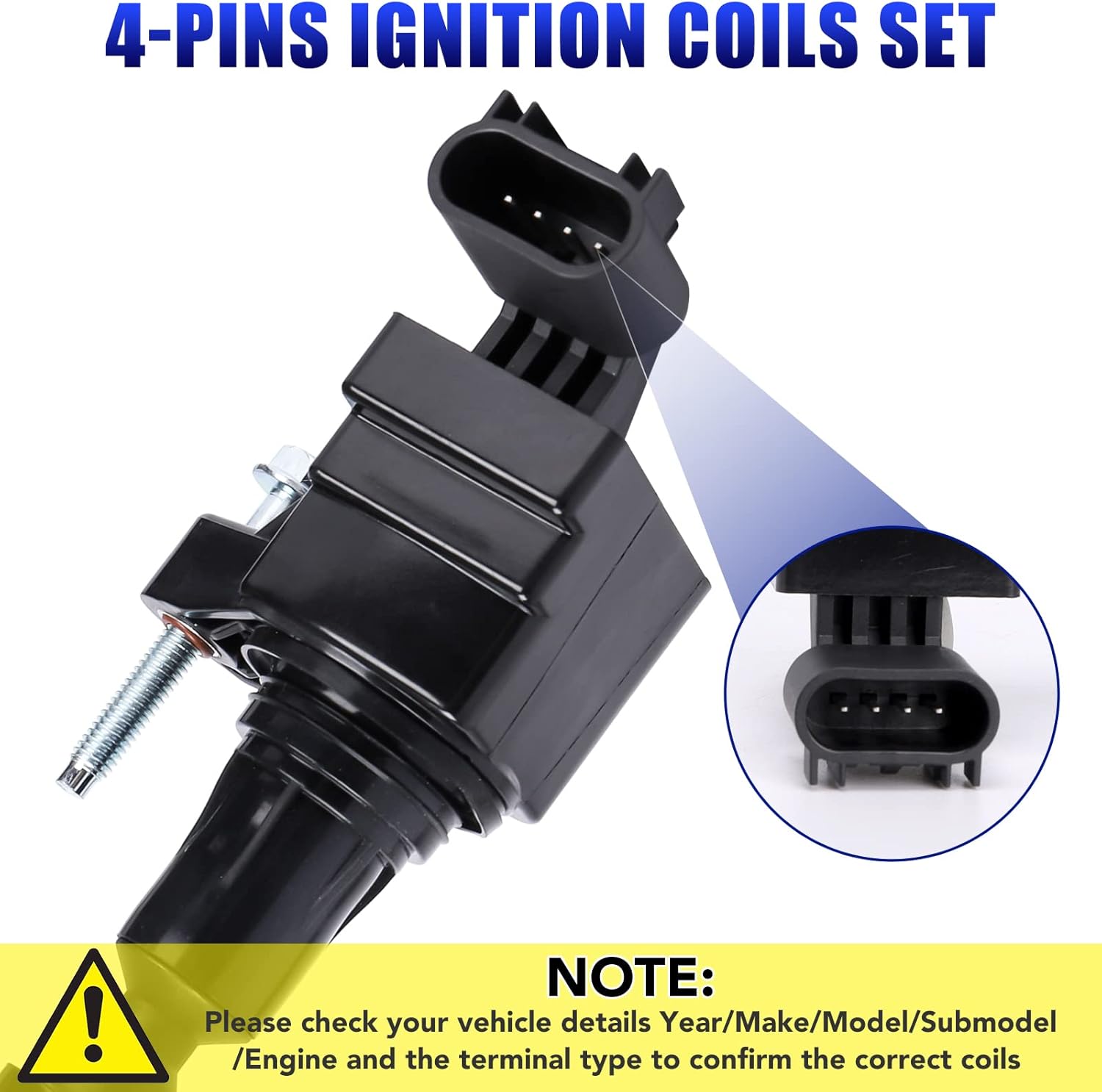 Set of 4 Ignition Coil Pack and Spark Plugs Fits for 2008 2009 2010 2011 2012 2013 2014 Chevy Malibu Cobalt HHR Saturn Ion Sky Buick Regal 2.4 L4 Spark Plugs and Coils Replaces UF491