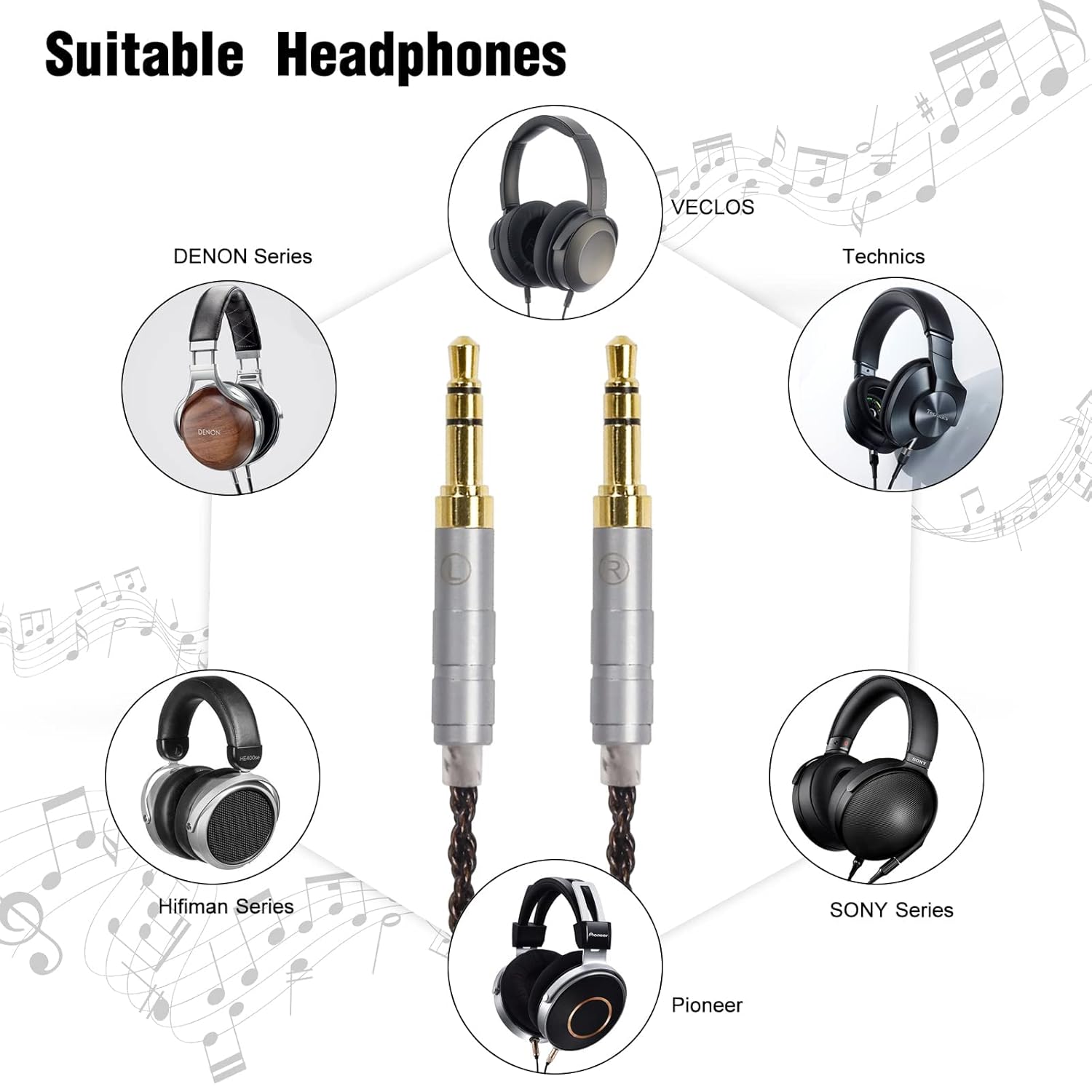 okcsc Replacement Upgrade Cable for Hifiman HE400SE/Edition XS/SUNDARA/HE560/HE-350/HE1000 Headsets,8 Core OFC Audio Cable Dual 3.5mm Headphone Output Cable for Stock 4 Feet Length 4.4mm Plug