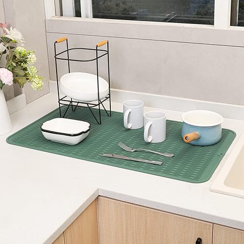 Miniatura 766 de Tapete de silicona para secado de platos para múltiples usos, fácil de limpiar, ecológico, resistente al calor, tapete de silicona para encimera