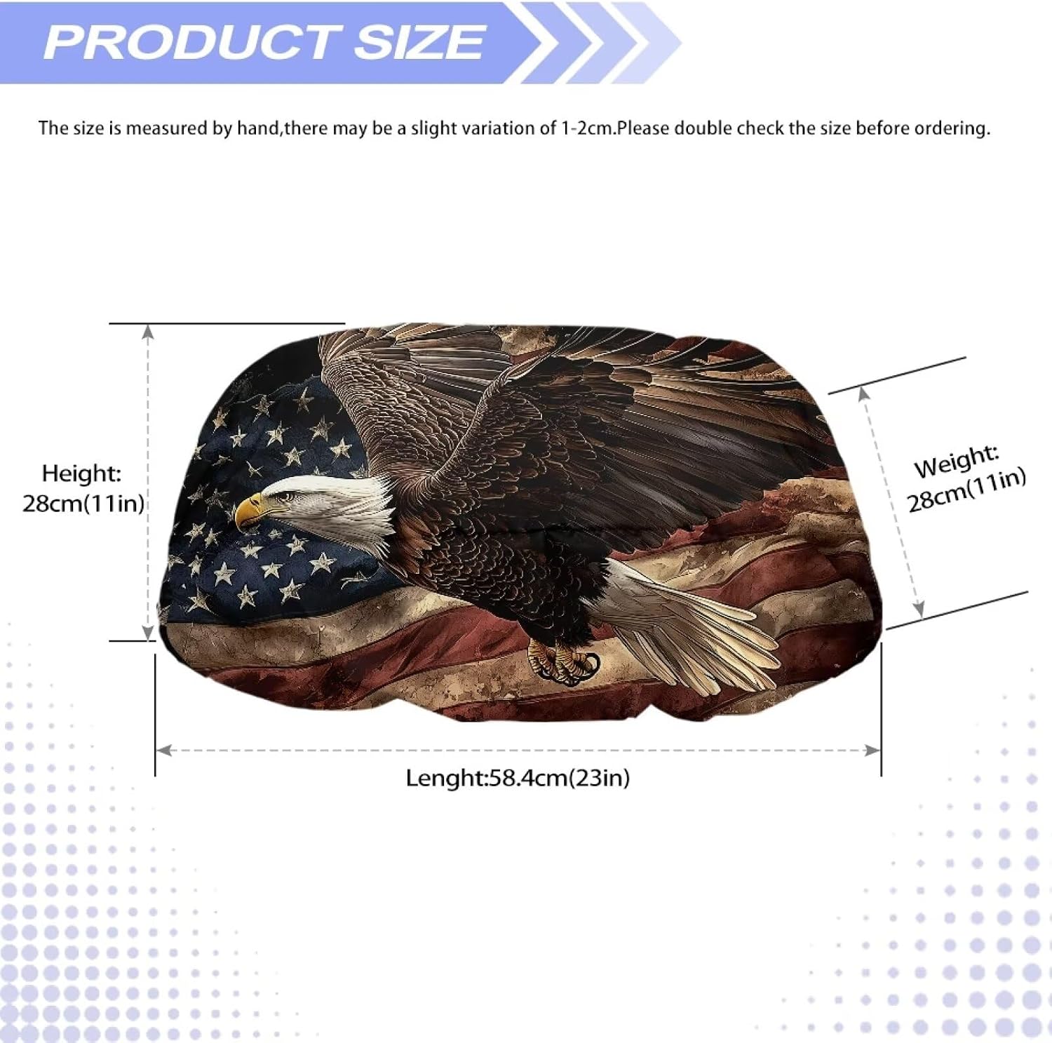 Winch Cover, Waterproof Winch Cushion - All-Weather Winch Accessories Fit Most 8000-17500 Lbs, Retro American Flag Eagle Electric Winches Protector with Elastic Band, Easy to Install