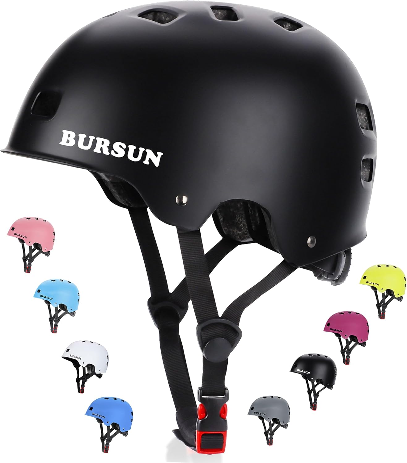 Bike Skateboard Helmet for Ages 5-8-14-16 Kids Youth Adults, Adjustable Multi-Sport Helmet for Scooter Bicycle Roller Skate Inline Skating Rollerblading Hoverboard Longboard, 3 Sizes