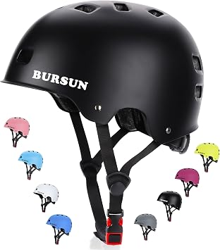 Bike Skateboard Helmet for Ages 5-8-14-16 Kids Youth Adults, Adjustable Multi-Sport Helmet for Scooter Bicycle Roller Skate Inline Skating Rollerblading Hoverboard Longboard, 3 Sizes