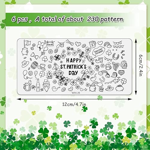 Miniatura 9 de Whaline Juego de 6 platos de estampado de uñas para el día de San Valentín con diseño de corazón con texto en inglés Love Kiss Heart para San