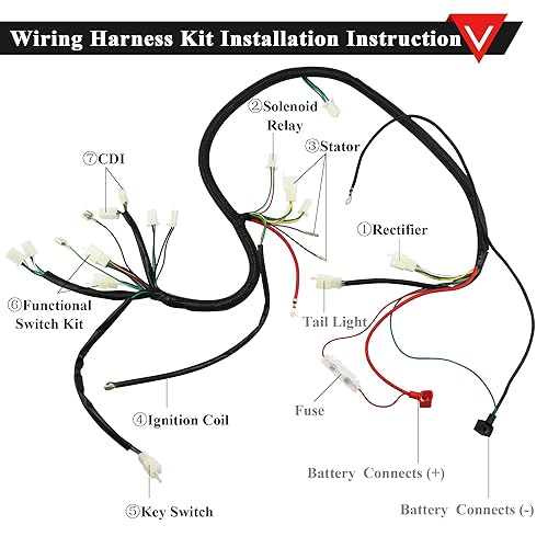 Vista 2 de PRO BAT GY6 Arnés de cableado eléctrico completo con tapa impermeable CDI bobina solenoide GY6 125cc 150cc 200cc 250cc chino arranque eléctrico