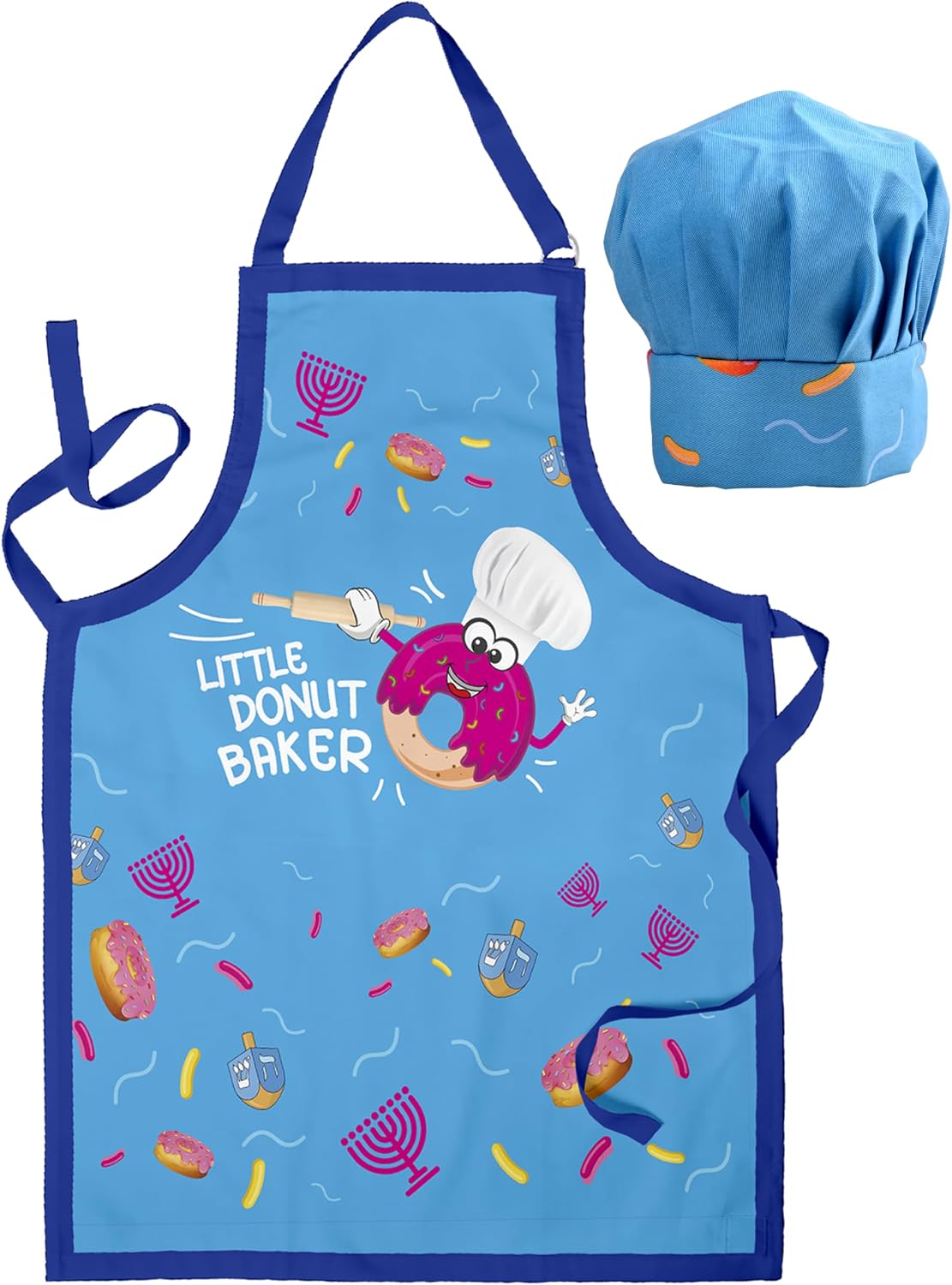 Hanukkah Kids Chef Set - Kids Chef Hat and Apron Set for Chanukah - Great Hanukkah Gift