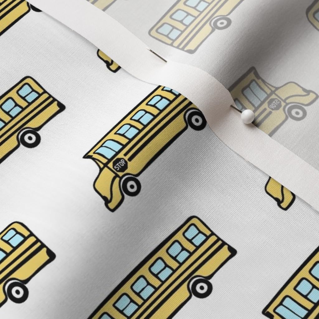 Spoonflower Fabric - School Bus Yellow Trendy Back Kid Classroom Nursery Printed on Cotton Poplin Fabric by The Yard - Sewing Shirting Quilting Dresses Apparel Crafts