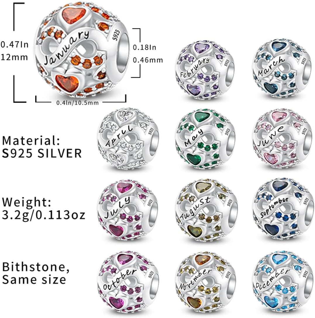 Birthstone Charms 925 Sterling Silver Charms for Bracelets and Necklaces Anniversary Birthday Christmas Jewelry Gift for Women - Image 5