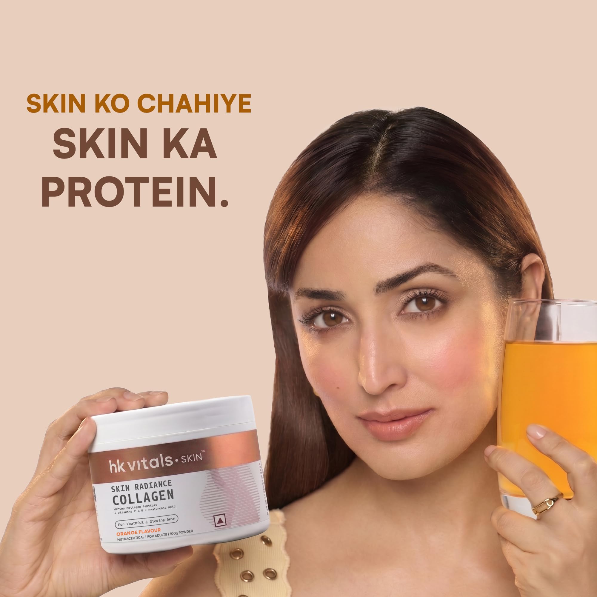 hk vitals Skin Radiance Marine Collagen, Orange, 100g + Sipper — Amazon image 2