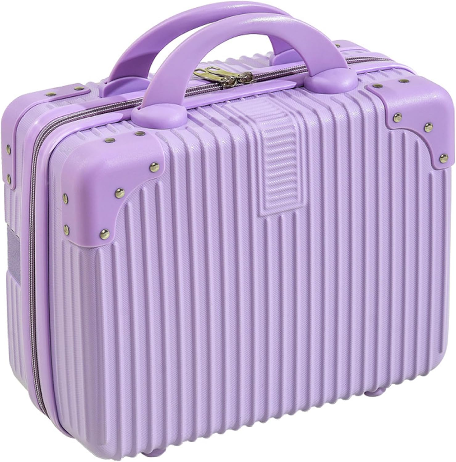 Purple Makeup Case 14 inch, Hard Shells Travel Makeup Case with Secure Design, Portable Mini Suitcase for Cosmetics and Toiletries Organization