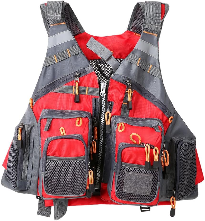 Multifunctional Kayak Life Jackets for Adults - Fishing, Multi Pocket Portable Detachable Clothing with Floating Material Breathable Life-Saving Rock Fishing
