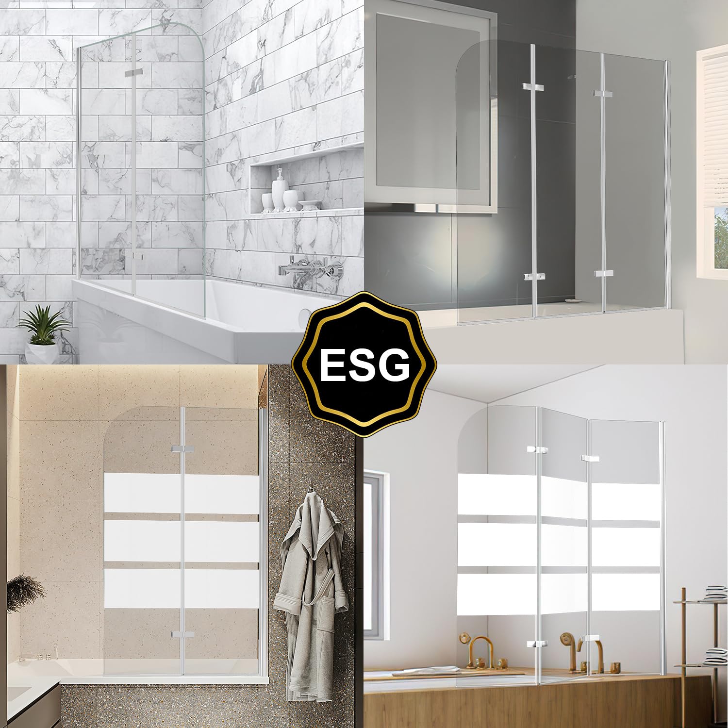 Duschwand für Badewanne 100x140 cm faltbar, 6mm ESG-Sicherheitsglas
