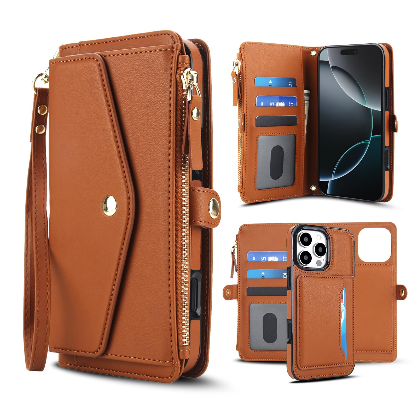 Coque détachable iPhone 15 Pro MagSafe étui portefeuille RFID et support - 8