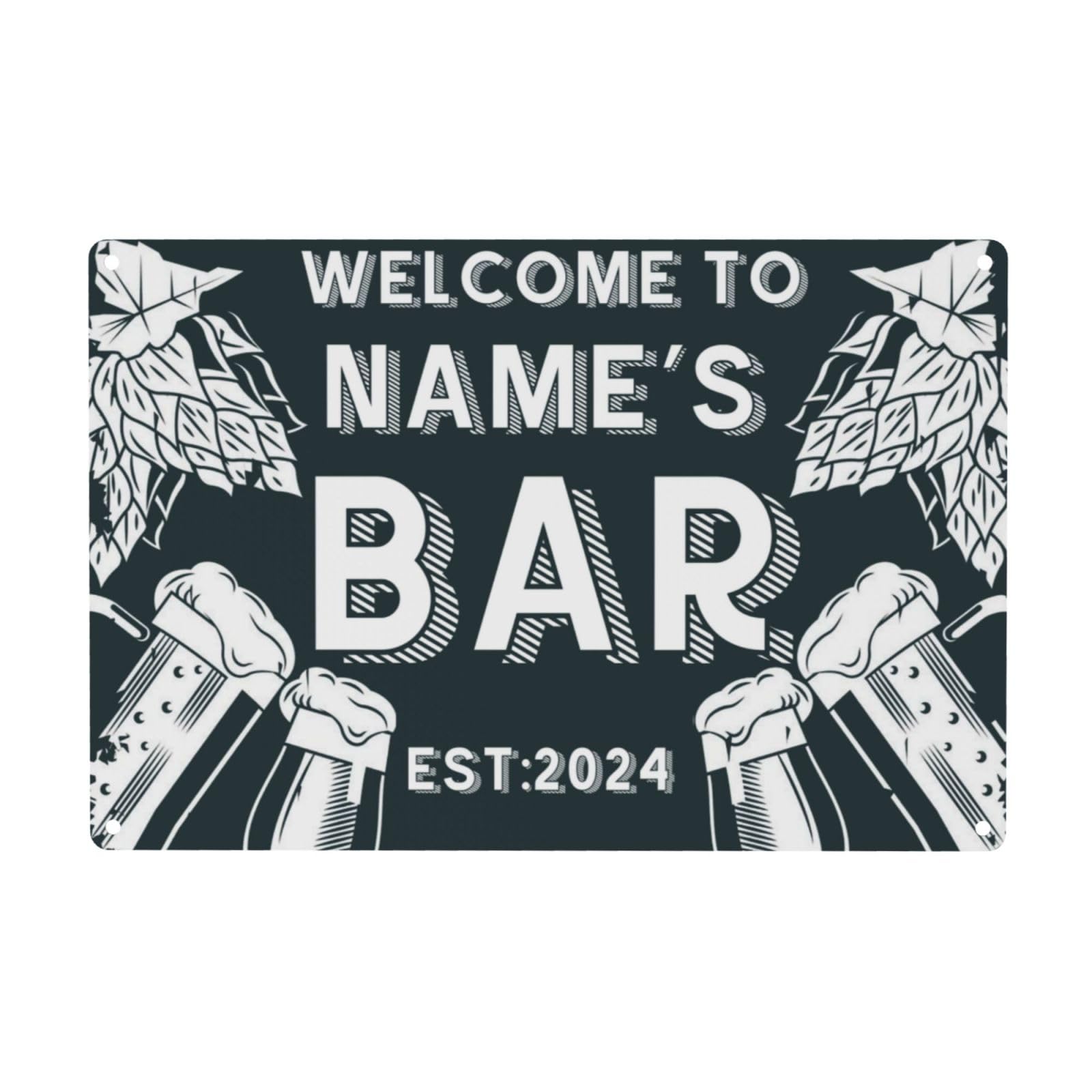 FUMUNA Personalized Custom Bar & Grill Sign Backyard Bar Decor For Home Man Cave, Kitchen, Pub & Diner Wall Art