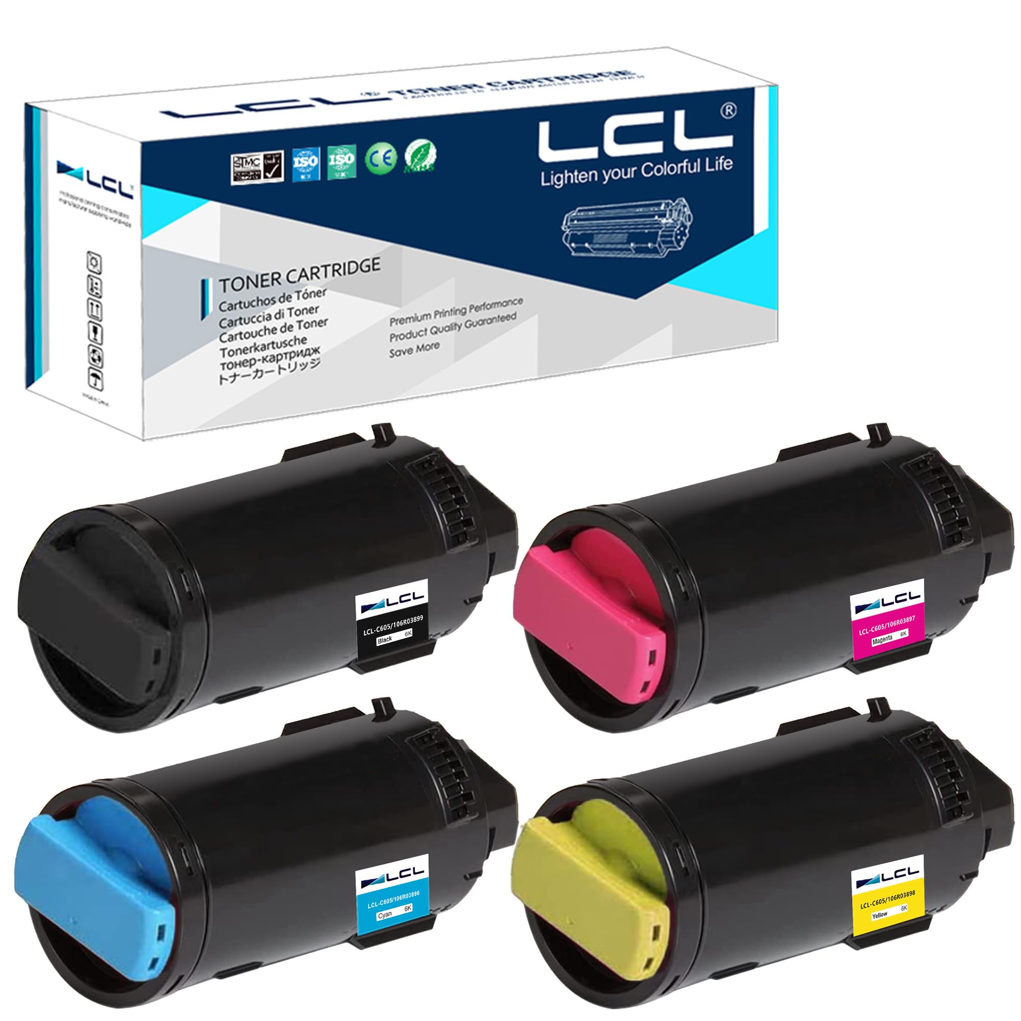 LCL Cartucce di Toner Compatibile VersaLink C605 C600 C600N C600DN 106R03899 106R03896 106R03897 106R03898 (KCMY) Sostituzione per Xerox VersaLink C605 C600 C600N C600DN C600 C605 C600 C600DT C600DX