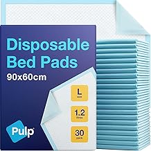 30 x PULP Incontinence Bed Pads 90 x 60cm | Large Disposable Incontinence Pads | Super Absorbency Incontinence Bed Sheets For Adults, Children & Babies | 1,200ML Capacity