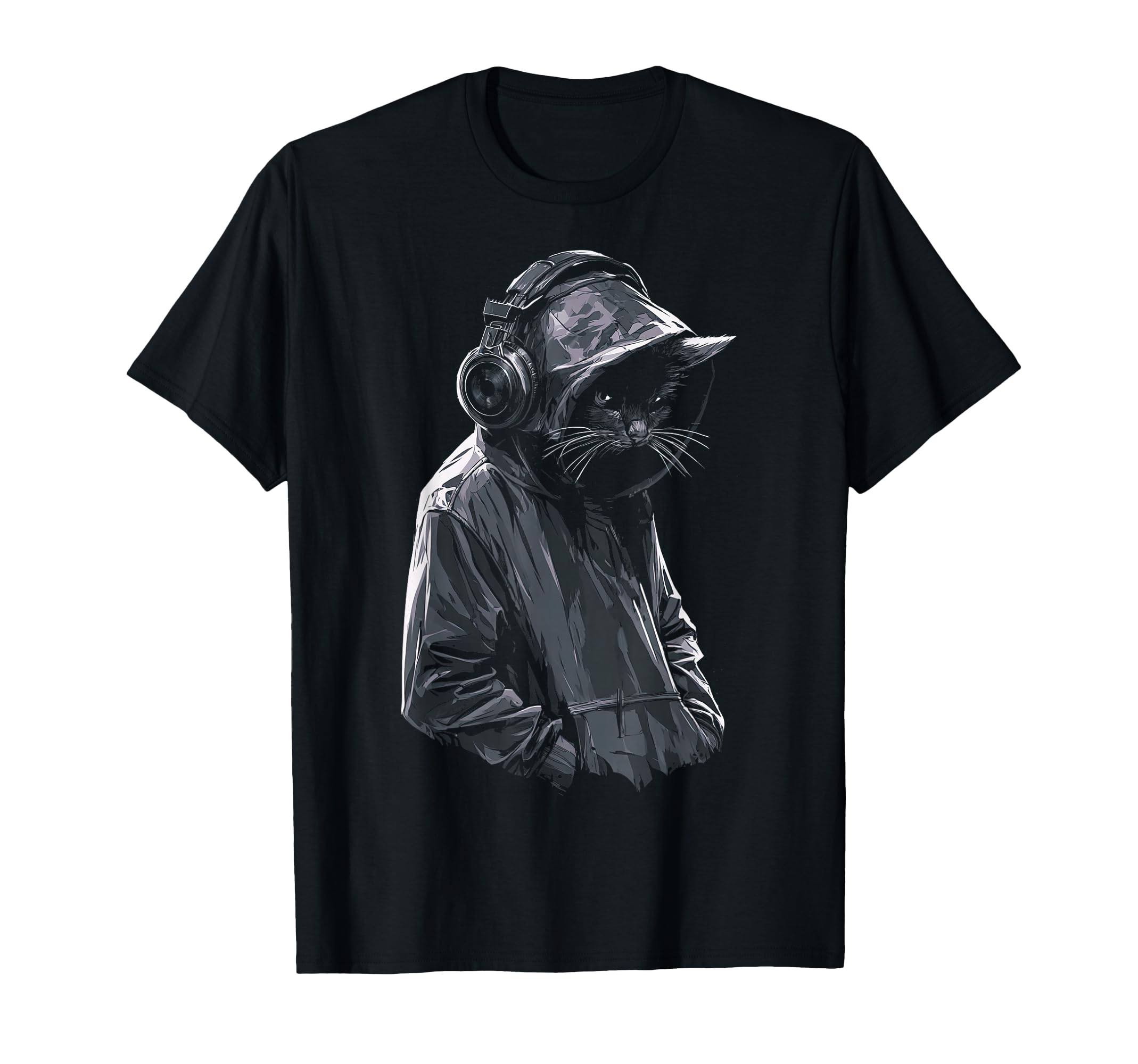 Cat Owner Headphone Design T-Shirt