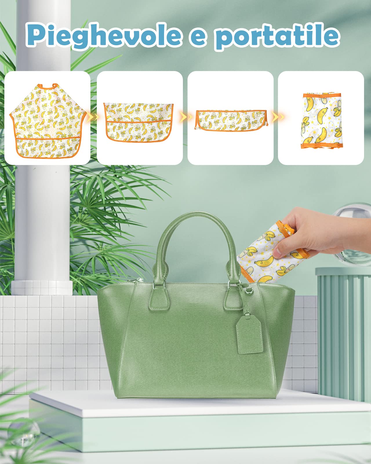 Lictin 5 Pezzi Bavaglino a Manica Lunga - Bavaglino Impermeabile Unisex per Bambini Piccoli bambino (Multicolore8, 0-2 anni)