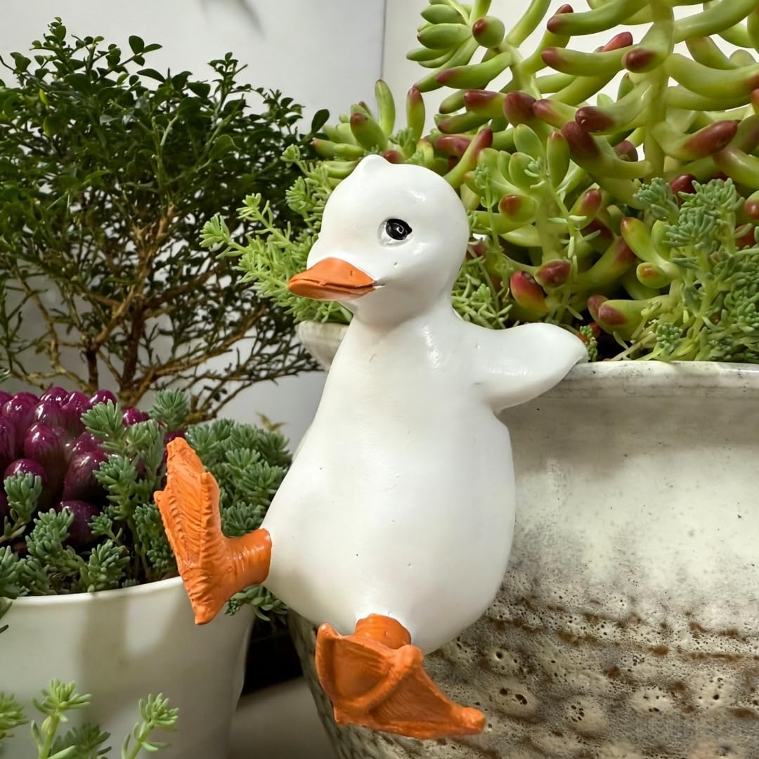 Charming Duck Planter Hangers - Adorable Rustic Pot Clips for Potted Plants, Decorative Garden Duck Figurines for Fences, Home Decor