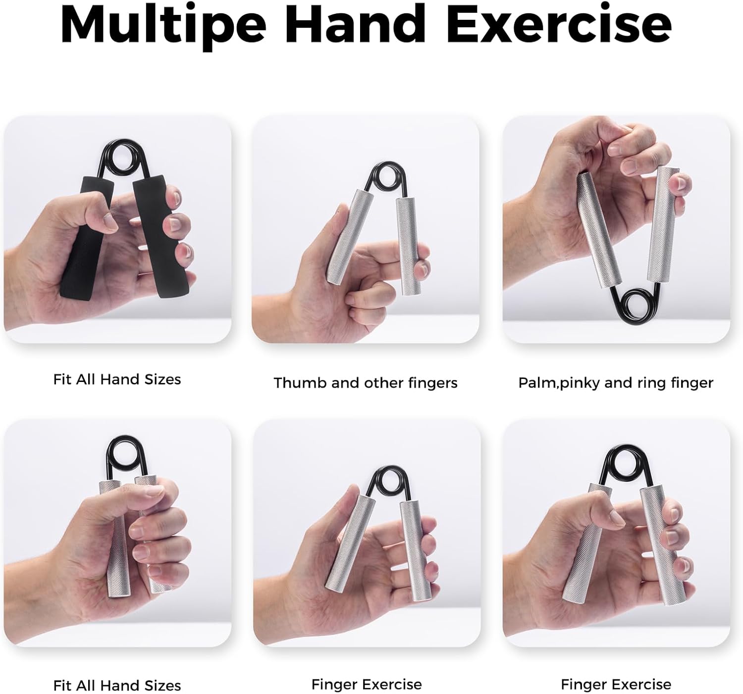 Grip Strength Trainer 4 Pack,Metal Grip Strength Set 50lb-200lb Hand Grip Gripper Strengthener,Finger Strength Training,Exercise Wrist Forearm Strengthener Muscle Building and Injury Recovery