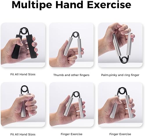 Miniatura 6 de Entrenador de fuerza de agarre, paquete de 4 unidades, juego de fuerza de agarre de metal de 50 a 200 libras, fortalecedor de agarre de mano,