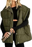 Songling Women's Oversized Sleeveless Puffer Vest - Stand Collar Full Zip Quilted Warm Gilet Jacket for Winter