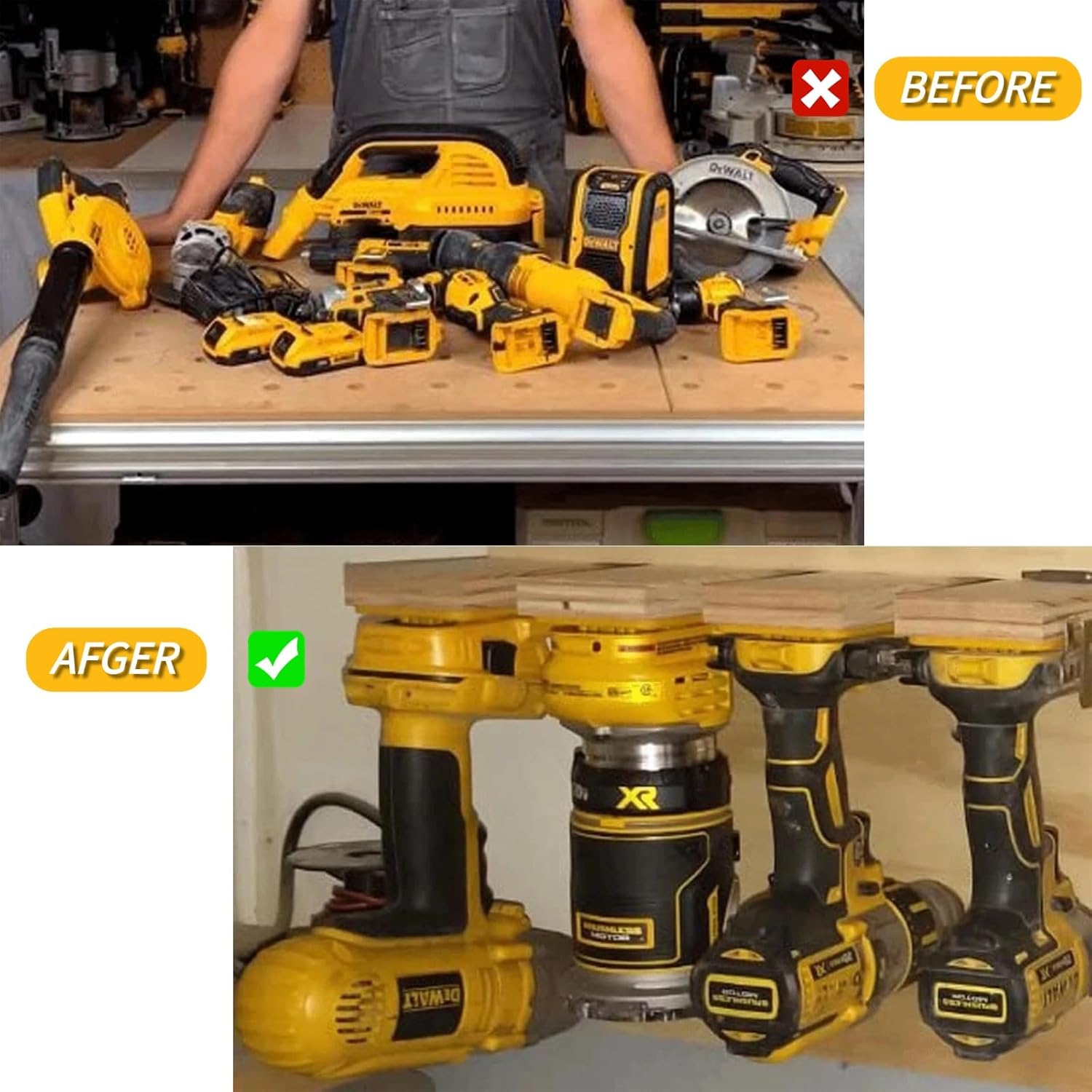 Tool Holders and Battery Mounts Compatible with Dewalt 20V and 60V, Heavy-Duty ABS Wall Organizer Rack with Screws, Drill and Battery Holder Mount for Garage, Workshop, Job Site (20 Pack)